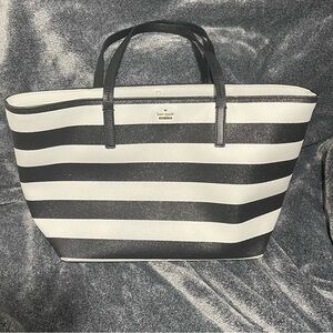 Kate Spade Hawthorne Lane striped Ryan tote bag black and white